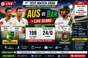 AUS vs BAN 1st Test 2026 Live Score & Day 1 Updates