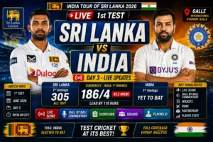 Sri Lanka vs India 1st Test Live Score 2026